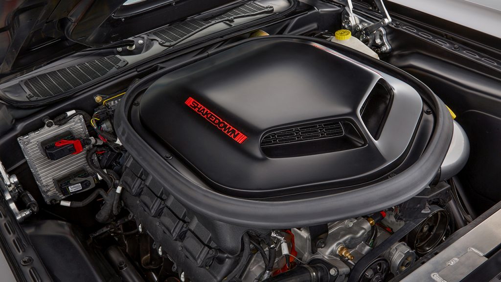 The Dodge Shakedown Challenger, a blend of design cues from the past and present, features a new Mopar 392 Crate HEMI® Engine Kit under the hood to help administer a 6.4-liter HEMI® jolt to the heart of the classic 1971 Challenger.